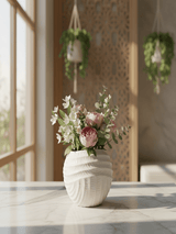 AKDC Premium Modern Ceramic Decorative Vase – Elegant White Unique Sculptural Design, 17 × 12 cm - Al Kabayel Discount CentreAKDC Premium Modern Ceramic Decorative Vase – Elegant White Unique Sculptural Design, 17 × 12 cmFlower/Plant PotsAKDCAl Kabayel Discount Centre