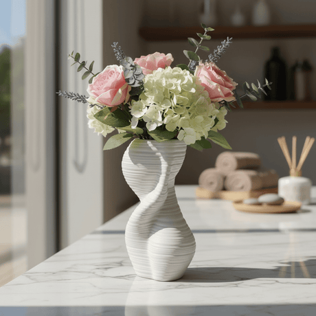 AKDC Premium Modern Ceramic Flower Vase – Elegant White Abstract Shape Decorative Accent, 20 × 10 cm - Al Kabayel Discount CentreAKDC Premium Modern Ceramic Flower Vase – Elegant White Abstract Shape Decorative Accent, 20 × 10 cmFlower/Plant PotsAKDCAl Kabayel Discount Centre