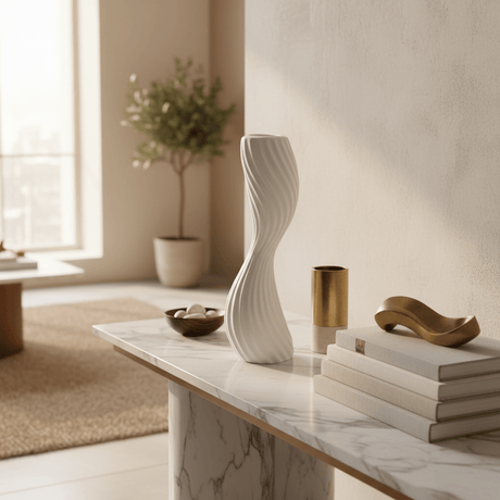 AKDC Premium Modern Sculptural Ceramic Flower Vase – Elegant White Finish, Artistic Unique Shape Home Décor Accent, 39 × 11 cm - Al Kabayel Discount CentreAKDC Premium Modern Sculptural Ceramic Flower Vase – Elegant White Finish, Artistic Unique Shape Home Décor Accent, 39 × 11 cmFlower/Plant PotsAKDCAl Kabayel Discount Centre