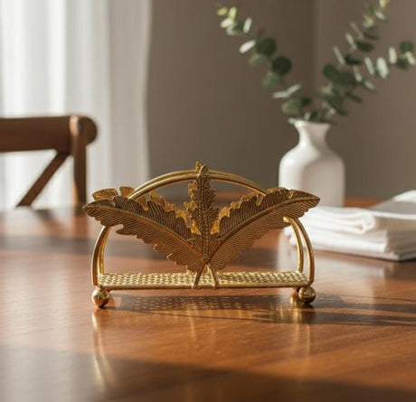 AKDC Premium Napkin Holder with Leaf - Inspired Artistic Design, Golden Finish, and Stylish Tabletop Decoration - Al Kabayel Discount CentreAKDC Premium Napkin Holder with Leaf - Inspired Artistic Design, Golden Finish, and Stylish Tabletop DecorationHome Décor AccentsAKDCAl Kabayel Discount Centre
