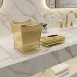 AKDC Premium Plastic Dustbin with Gold Metal Base and Tissue Box Set for Bathroom, Office and Home Décor – Dustbin 24×23×17 cm, Tissue Box 26×13 cm - Al Kabayel Discount CentreAKDC Premium Plastic Dustbin with Gold Metal Base and Tissue Box Set for Bathroom, Office and Home Décor – Dustbin 24×23×17 cm, Tissue Box 26×13 cmOrganizers & AccessoriesAKDCAl Kabayel Discount Centre
