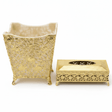 AKDC Premium Plastic Dustbin with Gold Metal Base and Tissue Box Set for Bathroom, Office and Home Décor – Dustbin 24×23×17 cm, Tissue Box 26×13 cm - Al Kabayel Discount CentreAKDC Premium Plastic Dustbin with Gold Metal Base and Tissue Box Set for Bathroom, Office and Home Décor – Dustbin 24×23×17 cm, Tissue Box 26×13 cmOrganizers & AccessoriesAKDCAl Kabayel Discount Centre