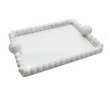 AKDC Premium Rectangular Glass Serving Tray – Elegant White Plaster of Paris Design with Luxury Silver Border (35 × 25 cm) - Al Kabayel Discount CentreAKDC Premium Rectangular Glass Serving Tray – Elegant White Plaster of Paris Design with Luxury Silver Border (35 × 25 cm)Serving TraysAKDCAl Kabayel Discount Centre