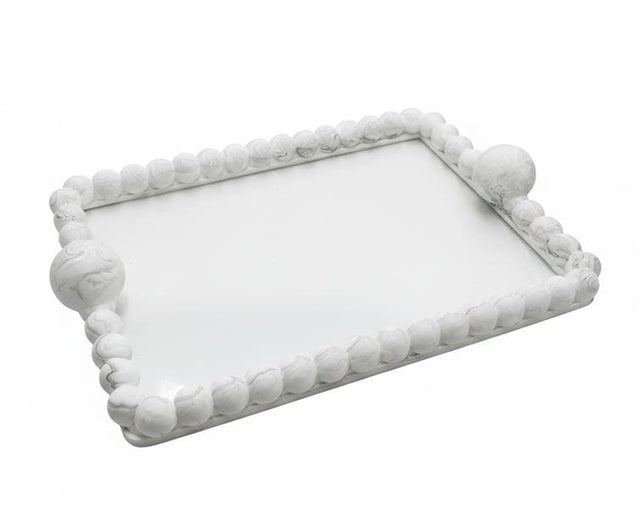 AKDC Premium Rectangular Glass Serving Tray – Elegant White Plaster of Paris Design with Luxury Silver Border (35 × 25 cm) - Al Kabayel Discount CentreAKDC Premium Rectangular Glass Serving Tray – Elegant White Plaster of Paris Design with Luxury Silver Border (35 × 25 cm)Serving TraysAKDCAl Kabayel Discount Centre