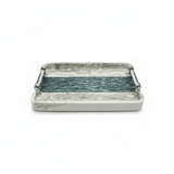 AKDC Premium Rectangular Serving Tray – White Plaster of Paris with Silver & Green Decorative Accents (31 × 22 cm) - Al Kabayel Discount CentreAKDC Premium Rectangular Serving Tray – White Plaster of Paris with Silver & Green Decorative Accents (31 × 22 cm)Serving TraysAKDCAl Kabayel Discount Centre