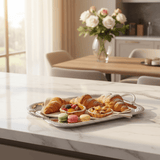 AKDC Premium Rectangular Stainless Steel Serving Tray with Strong Side Handles, Silver Finish Multipurpose Tea & Food Serving Tray for Home, Kitchen & Hotel – 38 × 30 cm - Al Kabayel Discount CentreAKDC Premium Rectangular Stainless Steel Serving Tray with Strong Side Handles, Silver Finish Multipurpose Tea & Food Serving Tray for Home, Kitchen & Hotel – 38 × 30 cmServing TraysAKDCAl Kabayel Discount Centre