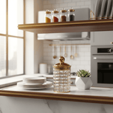 AKDC Premium Round Airtight Acrylic Storage Canister with Transparent Body & Refined Gold Pattern Lid – Decorative Kitchen Jar, 800 ml - Al Kabayel Discount CentreAKDC Premium Round Airtight Acrylic Storage Canister with Transparent Body & Refined Gold Pattern Lid – Decorative Kitchen Jar, 800 mlJars & Food SaversAKDCAl Kabayel Discount Centre