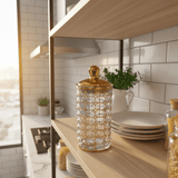 AKDC Premium Round Airtight Acrylic Storage Canister with Transparent Body & Refined Golden Design Lid – Decorative Kitchen Jar, 1200 ml - Al Kabayel Discount CentreAKDC Premium Round Airtight Acrylic Storage Canister with Transparent Body & Refined Golden Design Lid – Decorative Kitchen Jar, 1200 mlJars & Food SaversAKDCAl Kabayel Discount Centre