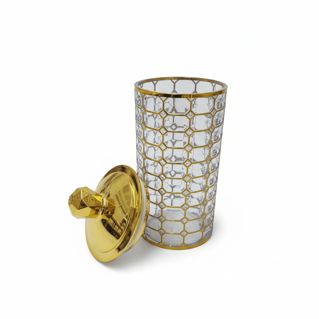 AKDC Premium Round Airtight Acrylic Storage Canister with Transparent Body & Refined Golden Design Lid – Decorative Kitchen Jar, 1200 ml - Al Kabayel Discount CentreAKDC Premium Round Airtight Acrylic Storage Canister with Transparent Body & Refined Golden Design Lid – Decorative Kitchen Jar, 1200 mlJars & Food SaversAKDCAl Kabayel Discount Centre