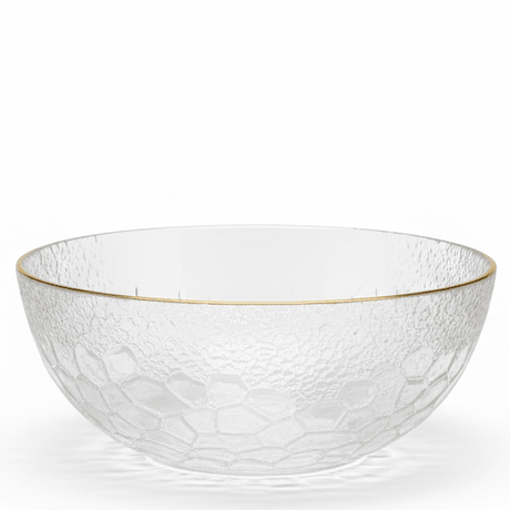 AKDC Premium Round Glass Bowl with Gold Rim – Luxury Bowl for Serving Fruits, Desserts & Snacks 16 cm - Al Kabayel Discount CentreAKDC Premium Round Glass Bowl with Gold Rim – Luxury Bowl for Serving Fruits, Desserts & Snacks 16 cmBowlsAKDCAl Kabayel Discount Centre
