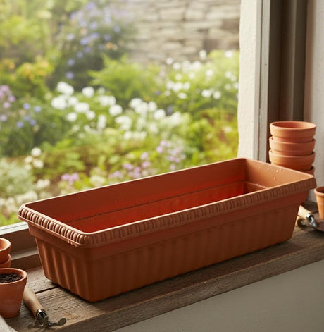 AKDC Premium Sand Color Large Plastic Plant Pot – Rectangular Deep Planter – 63×16×20 cm - Al Kabayel Discount CentreAKDC Premium Sand Color Large Plastic Plant Pot – Rectangular Deep Planter – 63×16×20 cmFlower/Plant PotsAKDCAl Kabayel Discount Centre