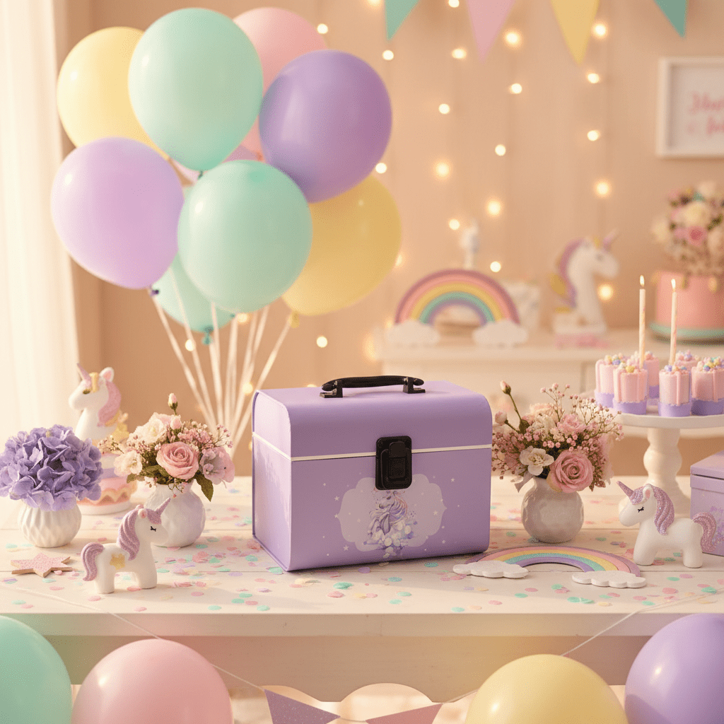 AKDC Premium Solid Lilac Unicorn Theme Cardboard Gift Box with Durable Handle for Kids Birthday Party, Baby Shower & Gift Packaging – 18×14 cm - Al Kabayel Discount CentreAKDC Premium Solid Lilac Unicorn Theme Cardboard Gift Box with Durable Handle for Kids Birthday Party, Baby Shower & Gift Packaging – 18×14 cmPacking & Wrapping SuppliesAKDCAl Kabayel Discount Centre