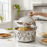 AKDC Premium Stainless Steel Food Server with Dome Lid & Palm Tree Design Base – Elegant Covered Serving Dish – 23 × 10 cm - Al Kabayel Discount CentreAKDC Premium Stainless Steel Food Server with Dome Lid & Palm Tree Design Base – Elegant Covered Serving Dish – 23 × 10 cmServing TraysAKDCAl Kabayel Discount Centre