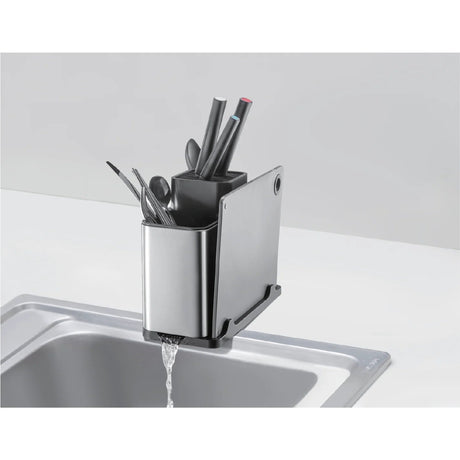 AKDC Premium Stainless Steel Multi - Purpose Kitchen Utensil Organizer with Knife Slots, Cutlery Compartments & Integrated Chopping Board – Heavy - Duty Countertop Storage (310×136×233 mm) - Al Kabayel Discount CentreAKDC Premium Stainless Steel Multi - Purpose Kitchen Utensil Organizer with Knife Slots, Cutlery Compartments & Integrated Chopping Board – Heavy - Duty Countertop Storage (310×136×233 mm)Organizers & AccessoriesAKDCAl Kabayel Discount Centre