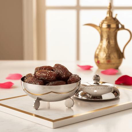 AKDC Premium Stainless Steel Round Dates Serving Bowl with Secure Lid for Dry Fruit Storage – 10 cm - Al Kabayel Discount CentreAKDC Premium Stainless Steel Round Dates Serving Bowl with Secure Lid for Dry Fruit Storage – 10 cmBowlsAKDCAl Kabayel Discount Centre