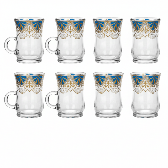AKDC Premium Tea Glass Set of Six Pieces with Blue and Gold Decorative Finish 100 ml - Al Kabayel Discount CentreAKDC Premium Tea Glass Set of Six Pieces with Blue and Gold Decorative Finish 100 mlTumblersAKDCAl Kabayel Discount Centre