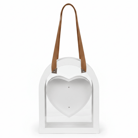 AKDC Premium White Arch Frame Heart Gift Cardboard Box with Transparent Lid & Faux Leather Handles for Wedding Gifts & Elegant Packaging - Al Kabayel Discount CentreAKDC Premium White Arch Frame Heart Gift Cardboard Box with Transparent Lid & Faux Leather Handles for Wedding Gifts & Elegant PackagingPacking & Wrapping SuppliesAKDCAl Kabayel Discount Centre