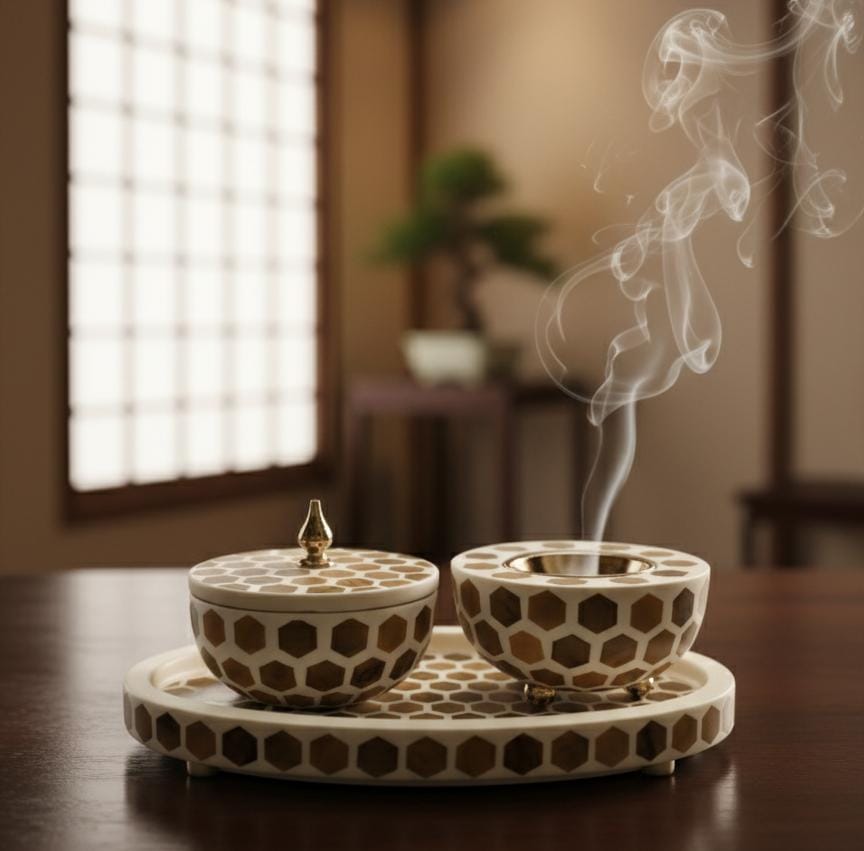 AKDC Premium Wooden Incense Burner with Incense Container & Tray 31x13 cm – Decorative Brown & Cream Dual - Tone Aromatherapy Holder - Al Kabayel Discount CentreAKDC Premium Wooden Incense Burner with Incense Container & Tray 31x13 cm – Decorative Brown & Cream Dual - Tone Aromatherapy HolderWooden Incense BurnerAKDCAl Kabayel Discount Centre