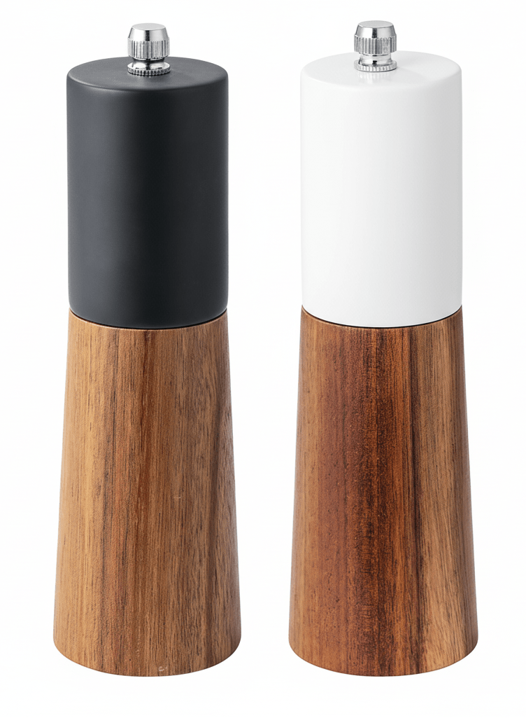 AKDC Premium Wooden Salt & Pepper Grinder Set with Stand – Adjustable Ceramic Grinding Mechanism - Al Kabayel Discount CentreAKDC Premium Wooden Salt & Pepper Grinder Set with Stand – Adjustable Ceramic Grinding MechanismKitchen Utensils & GadgetsAKDCAl Kabayel Discount Centre