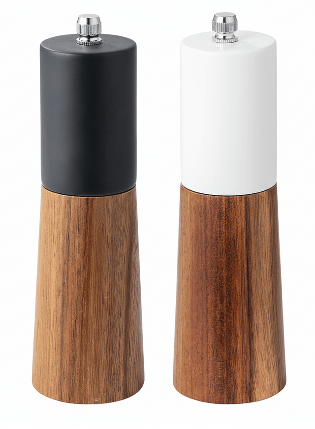 AKDC Premium Wooden Salt & Pepper Grinder Set with Stand – Adjustable Ceramic Grinding Mechanism - Al Kabayel Discount CentreAKDC Premium Wooden Salt & Pepper Grinder Set with Stand – Adjustable Ceramic Grinding MechanismKitchen Utensils & GadgetsAKDCAl Kabayel Discount Centre