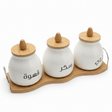AKDC PureStore 3 - Piece White Ceramic Seasoning Jar Set with Wooden Base & Airtight Lids Kitchen Storage 28×8cm - Al Kabayel Discount CentreAKDC PureStore 3 - Piece White Ceramic Seasoning Jar Set with Wooden Base & Airtight Lids Kitchen Storage 28×8cmJars & Food SaversAKDCAl Kabayel Discount Centre