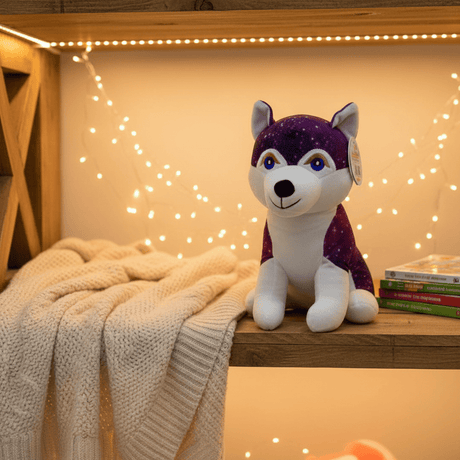 AKDC Purple & White Dog Plush Toy 30cm Cute Puppy Stuffed Animal Gift for Kids Boys Girls - Al Kabayel Discount CentreAKDC Purple & White Dog Plush Toy 30cm Cute Puppy Stuffed Animal Gift for Kids Boys GirlsToysAKDCAl Kabayel Discount Centre