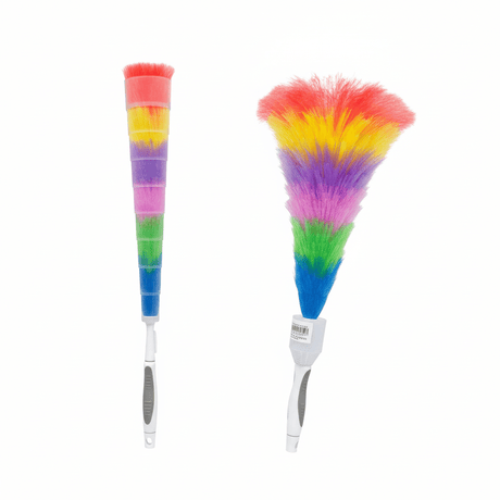 AKDC Rainbow Multicolor Soft Bristle Duster with Handle – 60cm - Al Kabayel Discount CentreAKDC Rainbow Multicolor Soft Bristle Duster with Handle – 60cmCleaning SuppliesAKDCAl Kabayel Discount Centre