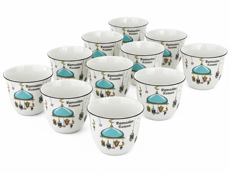 AKDC Ramadan Collection 12 - Piece White Ceramic Arabic Coffee Cup Set – Traditional Gahwa Serving - Al Kabayel Discount CentreAKDC Ramadan Collection 12 - Piece White Ceramic Arabic Coffee Cup Set – Traditional Gahwa ServingTea SetsAKDCAl Kabayel Discount Centre