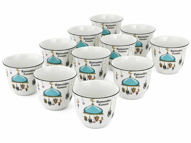 AKDC Ramadan Collection 12 - Piece White Ceramic Arabic Coffee Cup Set – Traditional Gahwa Serving - Al Kabayel Discount CentreAKDC Ramadan Collection 12 - Piece White Ceramic Arabic Coffee Cup Set – Traditional Gahwa ServingTea SetsAKDCAl Kabayel Discount Centre