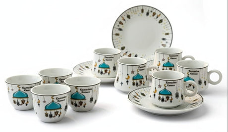 AKDC Ramadan Collection 18 - Piece White Ceramic Mixed Tea & Arabic Coffee Cup Set with Saucers – Elegant Islamic Design - Al Kabayel Discount CentreAKDC Ramadan Collection 18 - Piece White Ceramic Mixed Tea & Arabic Coffee Cup Set with Saucers – Elegant Islamic DesignTea SetsAKDCAl Kabayel Discount Centre
