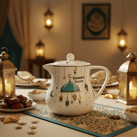 AKDC Ramadan Collection White Ceramic Kettle – Traditional & Elegant Serving Pot, 800ml - Al Kabayel Discount CentreAKDC Ramadan Collection White Ceramic Kettle – Traditional & Elegant Serving Pot, 800mlTea/Coffee PotsAKDCAl Kabayel Discount Centre