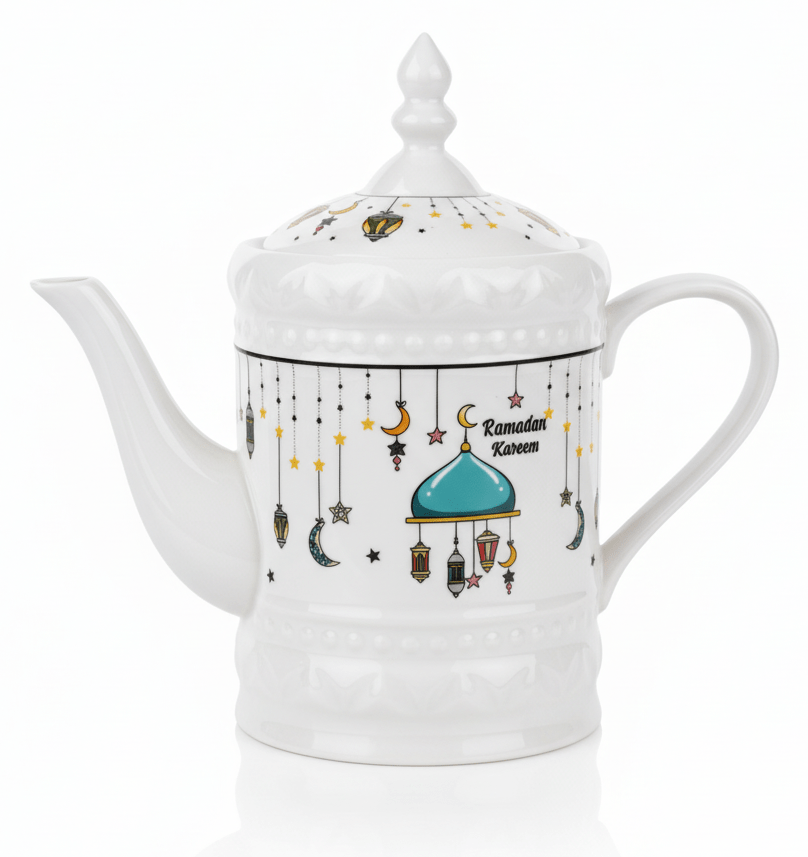 AKDC Ramadan Collection White Ceramic Kettle with Warmer – Ideal for Tea & Coffee Serving, 800ml - Al Kabayel Discount CentreAKDC Ramadan Collection White Ceramic Kettle with Warmer – Ideal for Tea & Coffee Serving, 800mlTea/Coffee PotsAKDCAl Kabayel Discount Centre