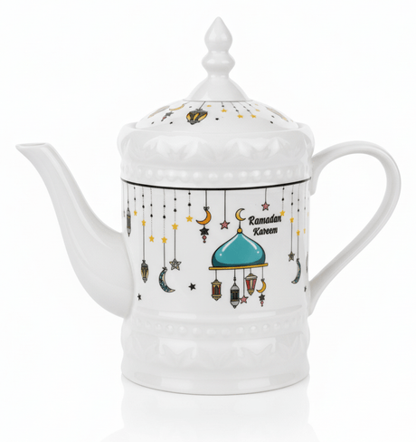 AKDC Ramadan Collection White Ceramic Kettle with Warmer – Ideal for Tea & Coffee Serving, 800ml - Al Kabayel Discount CentreAKDC Ramadan Collection White Ceramic Kettle with Warmer – Ideal for Tea & Coffee Serving, 800mlTea/Coffee PotsAKDCAl Kabayel Discount Centre