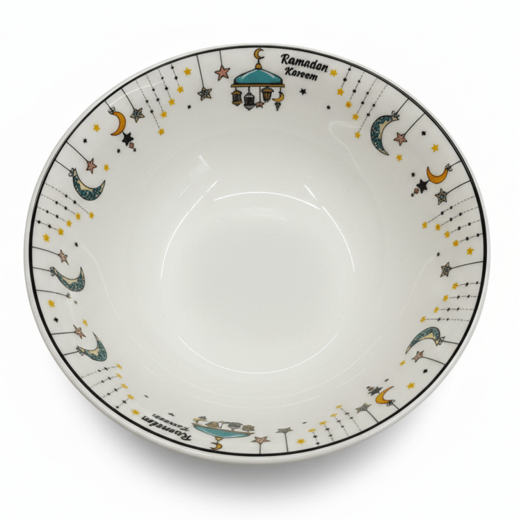 AKDC Ramadan Collection White Ceramic Serving Bowl – Ideal for Dates & Snacks, 15 × 5cm - Al Kabayel Discount CentreAKDC Ramadan Collection White Ceramic Serving Bowl – Ideal for Dates & Snacks, 15 × 5cmBowlsAKDCAl Kabayel Discount Centre