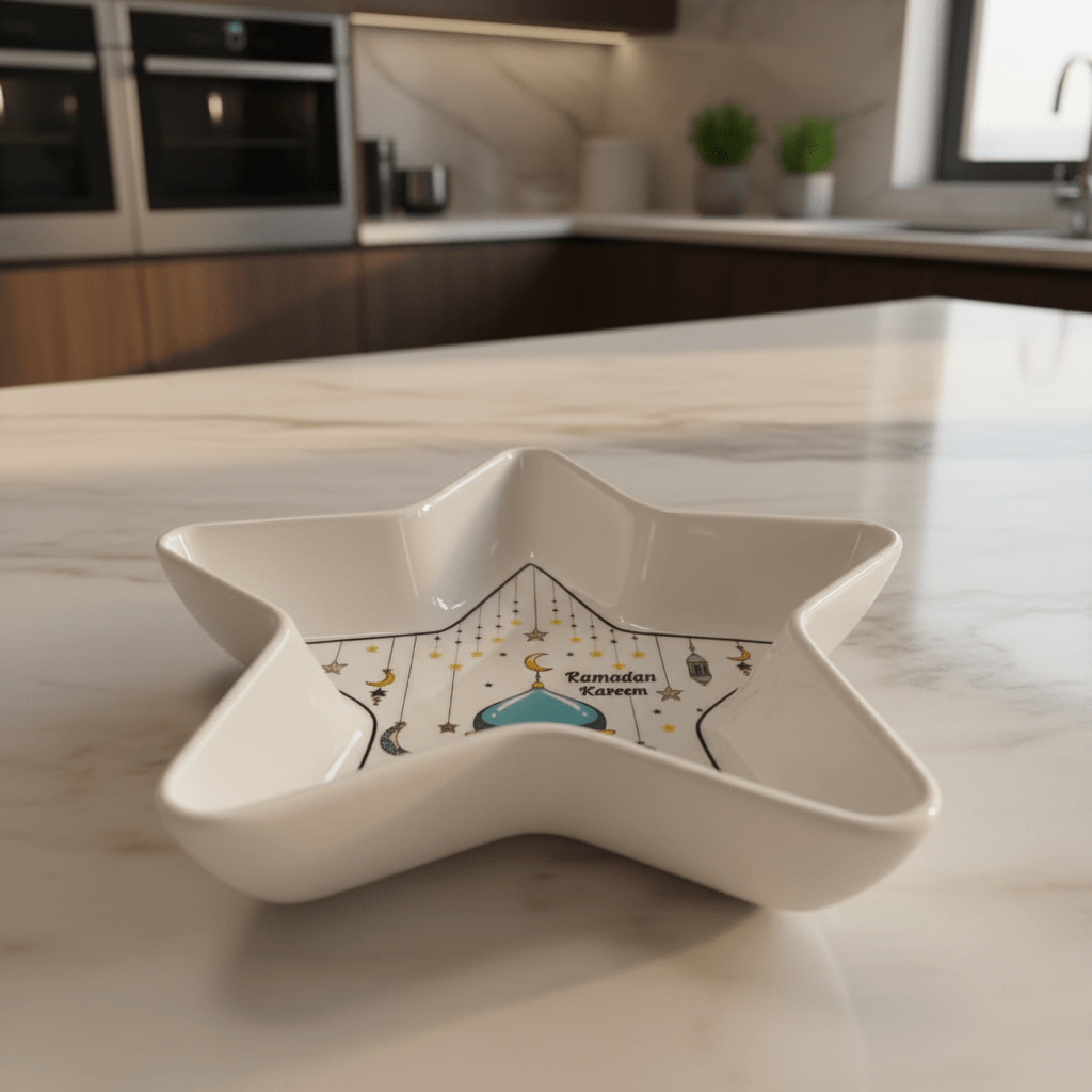 AKDC Ramadan Collection White Ceramic Star - Shaped Serving Bowl – Decorative Islamic Tableware, 20cm - Al Kabayel Discount CentreAKDC Ramadan Collection White Ceramic Star - Shaped Serving Bowl – Decorative Islamic Tableware, 20cmBowlsAKDCAl Kabayel Discount Centre