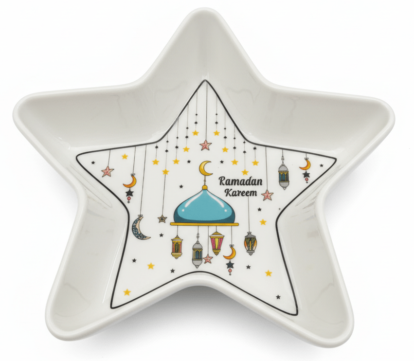 AKDC Ramadan Collection White Ceramic Star - Shaped Serving Bowl – Decorative Islamic Tableware, 20cm - Al Kabayel Discount CentreAKDC Ramadan Collection White Ceramic Star - Shaped Serving Bowl – Decorative Islamic Tableware, 20cmBowlsAKDCAl Kabayel Discount Centre