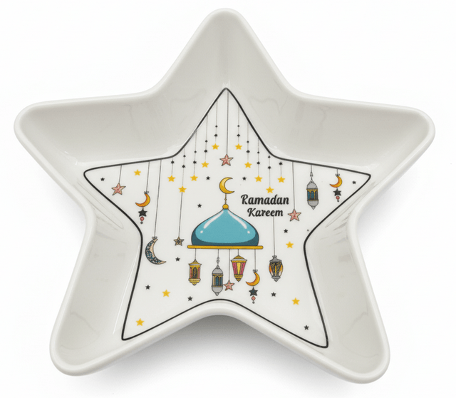 AKDC Ramadan Collection White Ceramic Star - Shaped Serving Bowl – Decorative Islamic Tableware, 20cm - Al Kabayel Discount CentreAKDC Ramadan Collection White Ceramic Star - Shaped Serving Bowl – Decorative Islamic Tableware, 20cmBowlsAKDCAl Kabayel Discount Centre