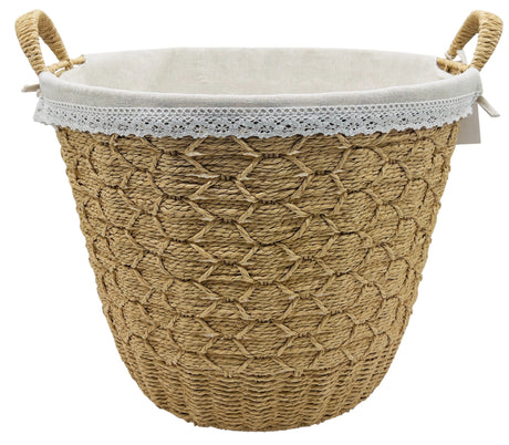 AKDC Rattan Basket with Handle 44.5cm*36cm, Brown/White - Al Kabayel Discount CentreAKDC Rattan Basket with Handle 44.5cm*36cm, Brown/WhiteOrganizers & AccessoriesAKDCAl Kabayel Discount Centre