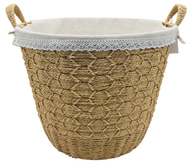 AKDC Rattan Basket with Handle 44.5cm*36cm, Brown/White - Al Kabayel Discount CentreAKDC Rattan Basket with Handle 44.5cm*36cm, Brown/WhiteOrganizers & AccessoriesAKDCAl Kabayel Discount Centre