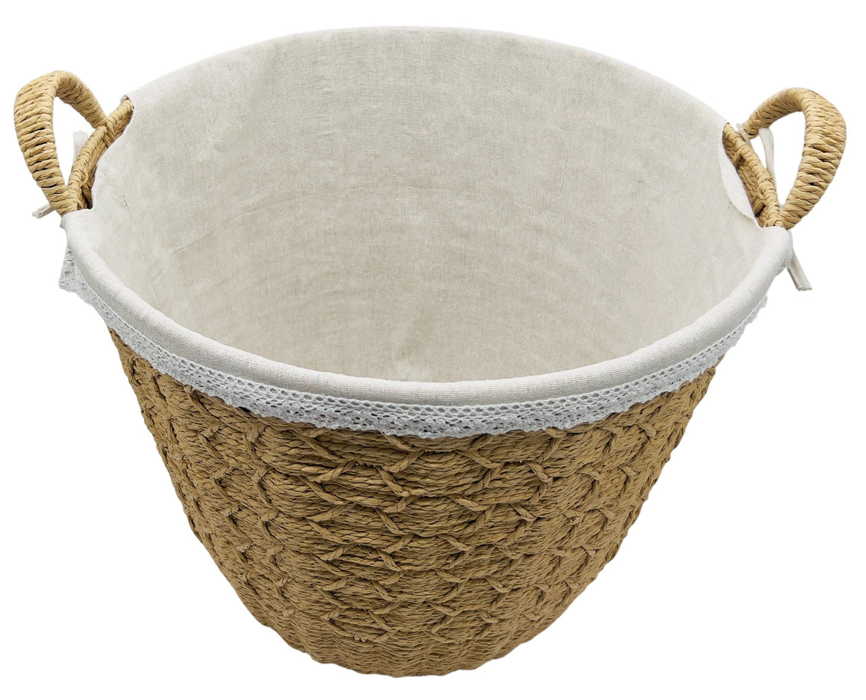 AKDC Rattan Basket with Handle 44.5cm*36cm, Brown/White - Al Kabayel Discount CentreAKDC Rattan Basket with Handle 44.5cm*36cm, Brown/WhiteOrganizers & AccessoriesAKDCAl Kabayel Discount Centre