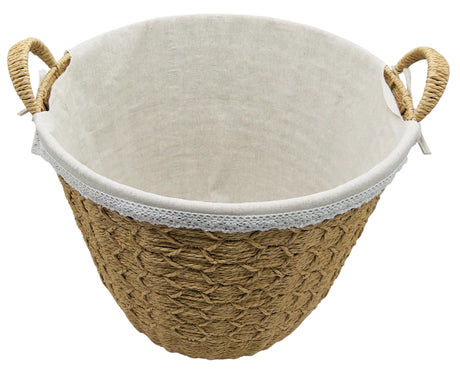 AKDC Rattan Basket with Handle 44.5cm*36cm, Brown/White - Al Kabayel Discount CentreAKDC Rattan Basket with Handle 44.5cm*36cm, Brown/WhiteOrganizers & AccessoriesAKDCAl Kabayel Discount Centre