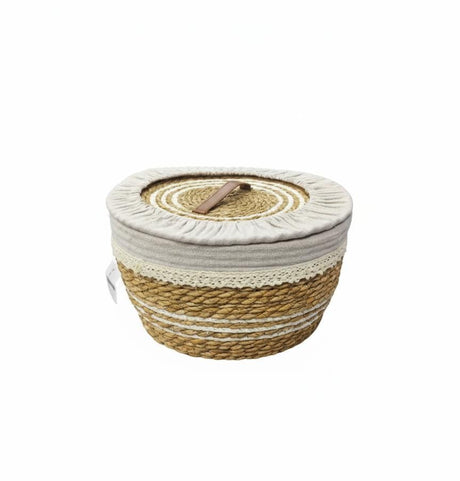 AKDC Rattan Basket with Lid & Fabric Liner Large 36×19cm – Natural Storage Basket for Laundry, Toys & Home Organization - Al Kabayel Discount CentreAKDC Rattan Basket with Lid & Fabric Liner Large 36×19cm – Natural Storage Basket for Laundry, Toys & Home OrganizationDoormatsAKDCAl Kabayel Discount Centre