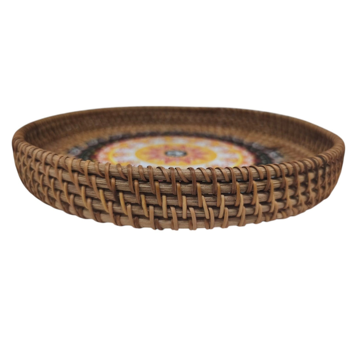 AKDC Rattan Serving Tray with Wooden Base, Decorative Wicker Basket for Table Decor, Storage and Display of Coffee Bread Food Fruit - 24CM - Al Kabayel Discount CentreAKDC Rattan Serving Tray with Wooden Base, Decorative Wicker Basket for Table Decor, Storage and Display of Coffee Bread Food Fruit - 24CMRattansAKDCAl Kabayel Discount Centre