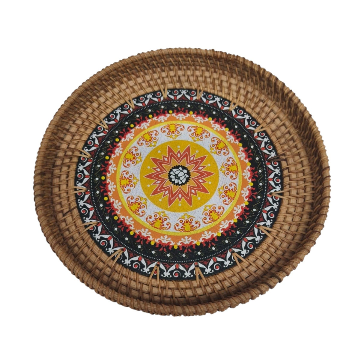 AKDC Rattan Serving Tray with Wooden Base, Decorative Wicker Basket for Table Decor, Storage and Display of Coffee Bread Food Fruit - 24CM - Al Kabayel Discount CentreAKDC Rattan Serving Tray with Wooden Base, Decorative Wicker Basket for Table Decor, Storage and Display of Coffee Bread Food Fruit - 24CMRattansAKDCAl Kabayel Discount Centre