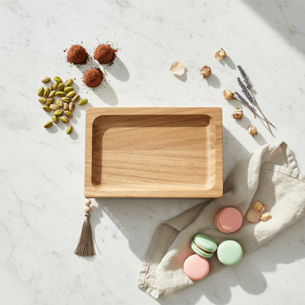 AKDC Rectangle Wooden Candy Tray with Mauve Taupe Metal Base – Rustic & Modern Dessert Serving Tray – 28 × 18 cm - Al Kabayel Discount CentreAKDC Rectangle Wooden Candy Tray with Mauve Taupe Metal Base – Rustic & Modern Dessert Serving Tray – 28 × 18 cmServing TraysAKDCAl Kabayel Discount Centre