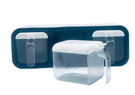 AKDC Rectangular 3pcs Spice Jar Set with Spoons, White/Black - Al Kabayel Discount CentreAKDC Rectangular 3pcs Spice Jar Set with Spoons, White/BlackJars & Food SaversAKDCAl Kabayel Discount Centre