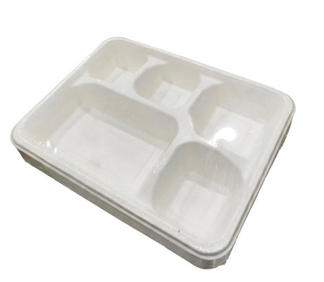 AKDC Rectangular 5 - Compartment Sugarcane Pulp Paper Plates – 25 Piece Pack - Al Kabayel Discount CentreAKDC Rectangular 5 - Compartment Sugarcane Pulp Paper Plates – 25 Piece PackDisposablesAKDCAl Kabayel Discount Centre