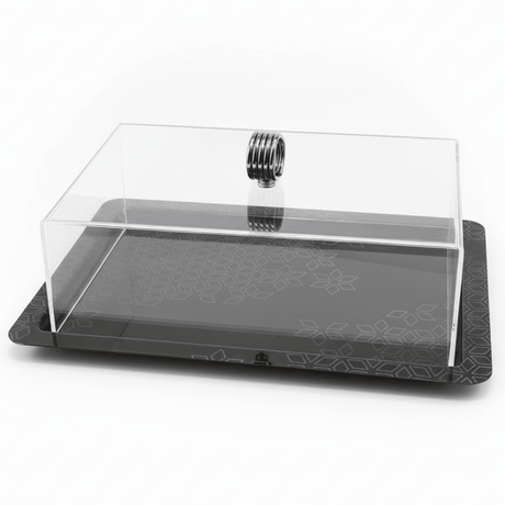 AKDC Rectangular Black Metal Serving Tray with Clear Acrylic Lid – Modern Serving Solution 25×18 cm - Al Kabayel Discount CentreAKDC Rectangular Black Metal Serving Tray with Clear Acrylic Lid – Modern Serving Solution 25×18 cmServing TraysAKDCAl Kabayel Discount Centre