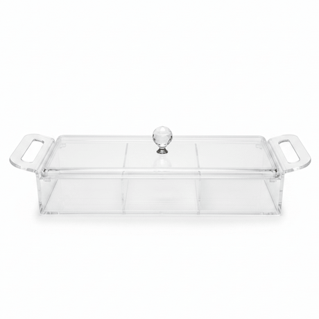 AKDC Rectangular Clear Acrylic 3 Compartment Candy Box with Lid Stylish Kitchen Storage Organizer 36x13x6 cm - Al Kabayel Discount CentreAKDC Rectangular Clear Acrylic 3 Compartment Candy Box with Lid Stylish Kitchen Storage Organizer 36x13x6 cmServing TraysAKDCAl Kabayel Discount Centre
