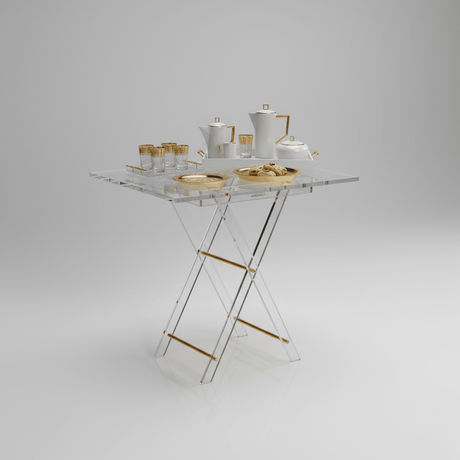 AKDC Rectangular Clear Acrylic Folding Table Set with Gold Frame Supports and Artistic Arabic Calligraphy Detail Premium 4 - Piece Set 50x40x47 cm - Al Kabayel Discount CentreAKDC Rectangular Clear Acrylic Folding Table Set with Gold Frame Supports and Artistic Arabic Calligraphy Detail Premium 4 - Piece Set 50x40x47 cmOrganizers & AccessoriesAKDCAl Kabayel Discount Centre